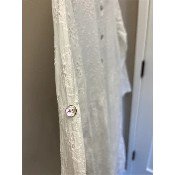 Laura Bianchi Italy Eyelet Midi Dress White Cotton Tiered Cottagecore Lined Sz S - Picture 4 of 16